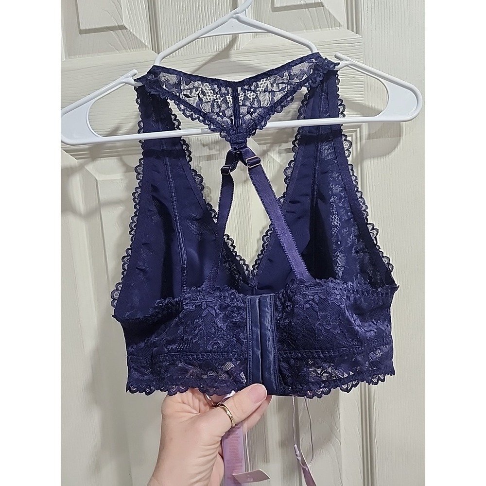 Savage X Fenty 1X Bralette Blue Lace Wireless Pullover RacerBack Rihanna - Picture 6 of 13